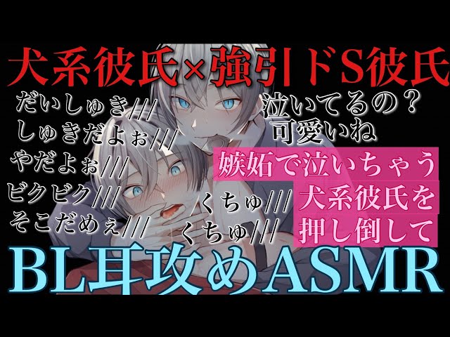 【BLボイス耳鳴めASMR】ドS彼氏に嫉妬して泣いちゃう小悪魔犬系彼氏の弱い耳を攻めて最後までりねふ、めねふASMR立体音響バイノーラル録音